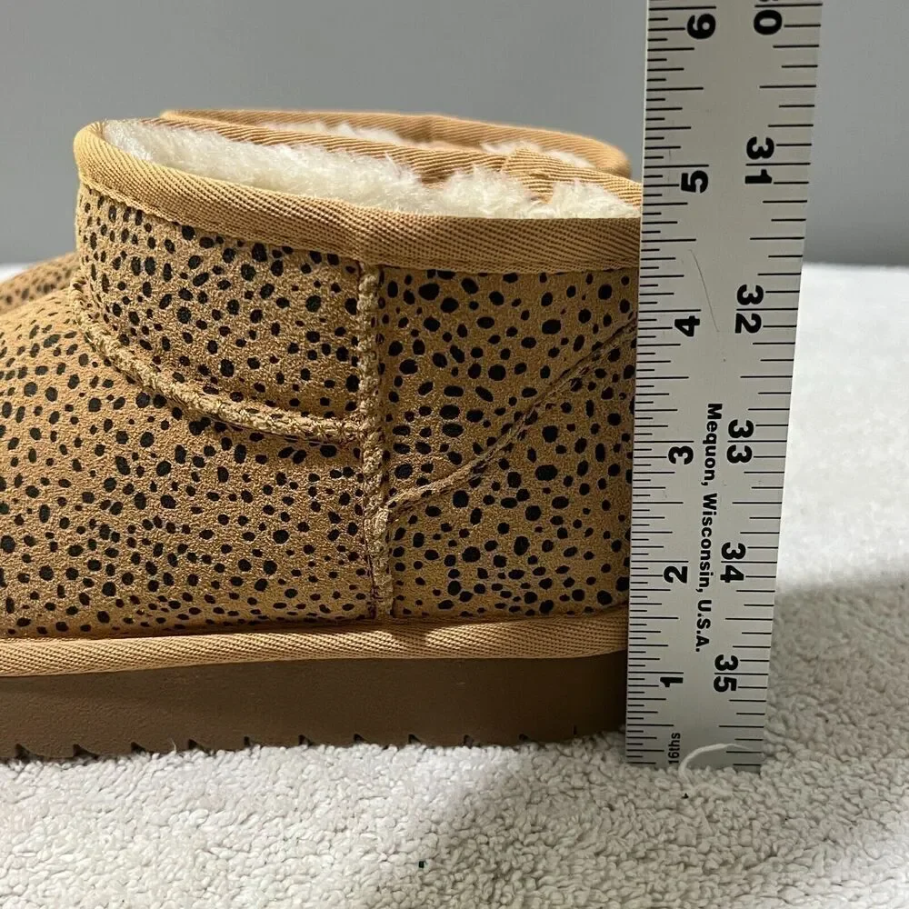 Cushionaire Womens Hipster Cozy Ankle Slip On Boot 6.5 Cheetah Winter Comfort